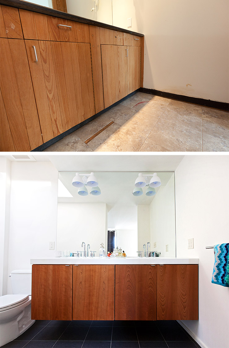 Before and after master bathroom modern renovation