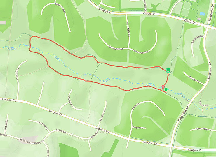 A mile loop on the Turquoise Trail in Reston, Virginia