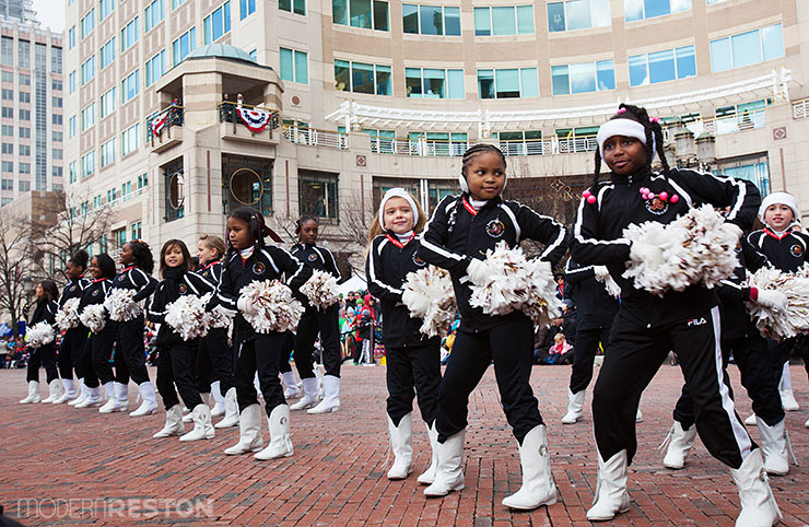 Junior Redskins Cheerleaders in the Reston Holiday Parade